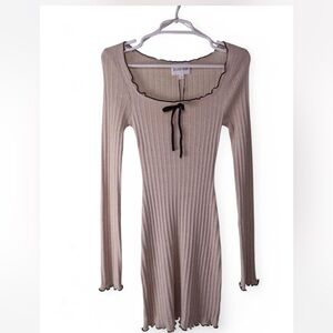 Olive & Oak Beige Ribbed Knit Dress